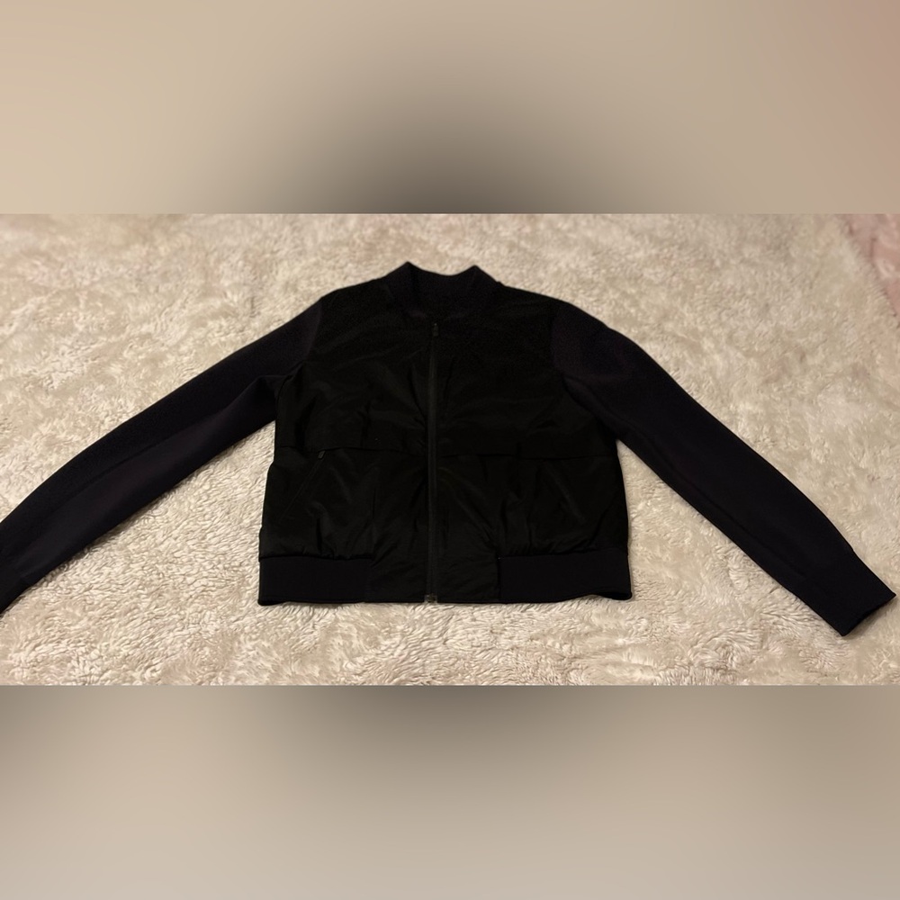 Lululemon Women's Black Reversible Down & Around Bomber Jacket Size 8